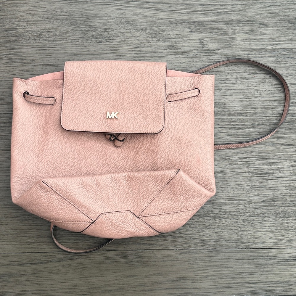 Michael Kors Pink Pebbled Leather Drawstring Backpack